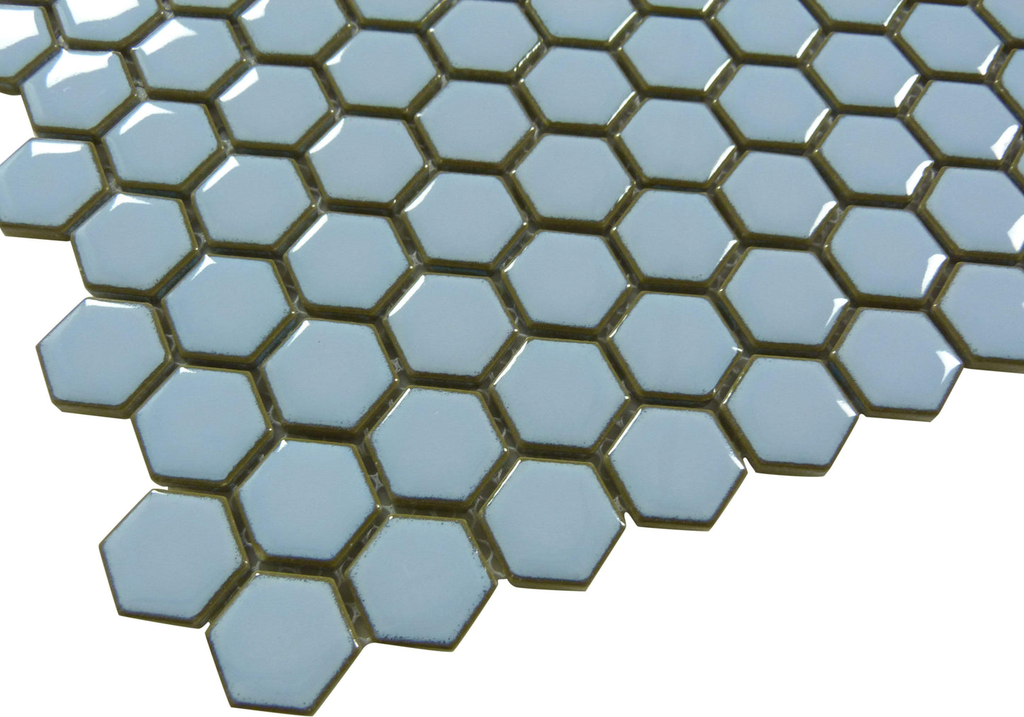 Heavenly Blue Hexagon Glossy Porcelain Tile Tuscan Glass