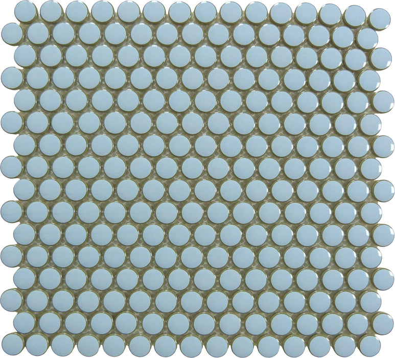 Heavenly Blue Penny Circle Round Glossy Porcelain Tile Tuscan Glass