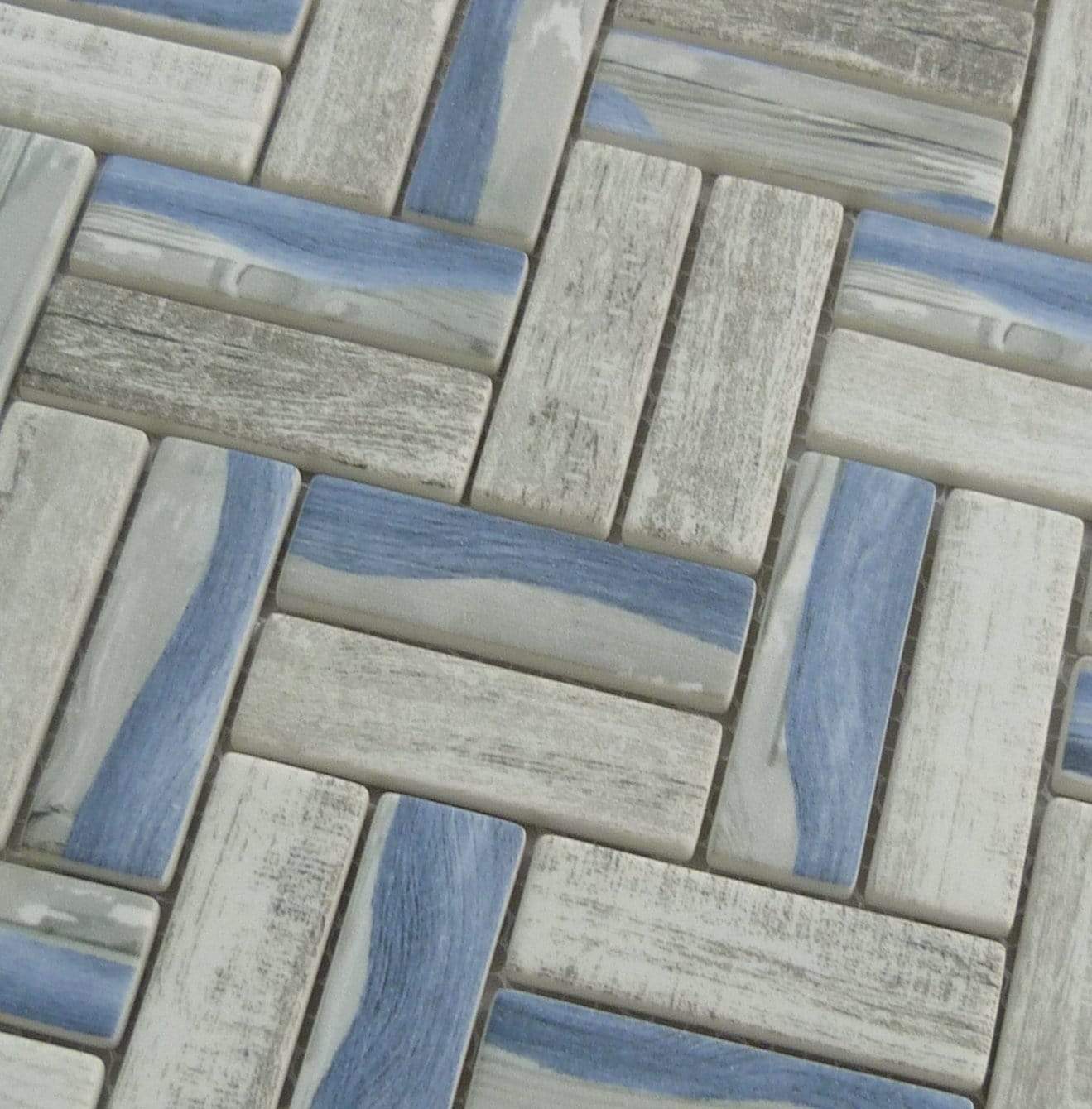 Herringbone Blue Matte Glass Tile Tuscan Glass