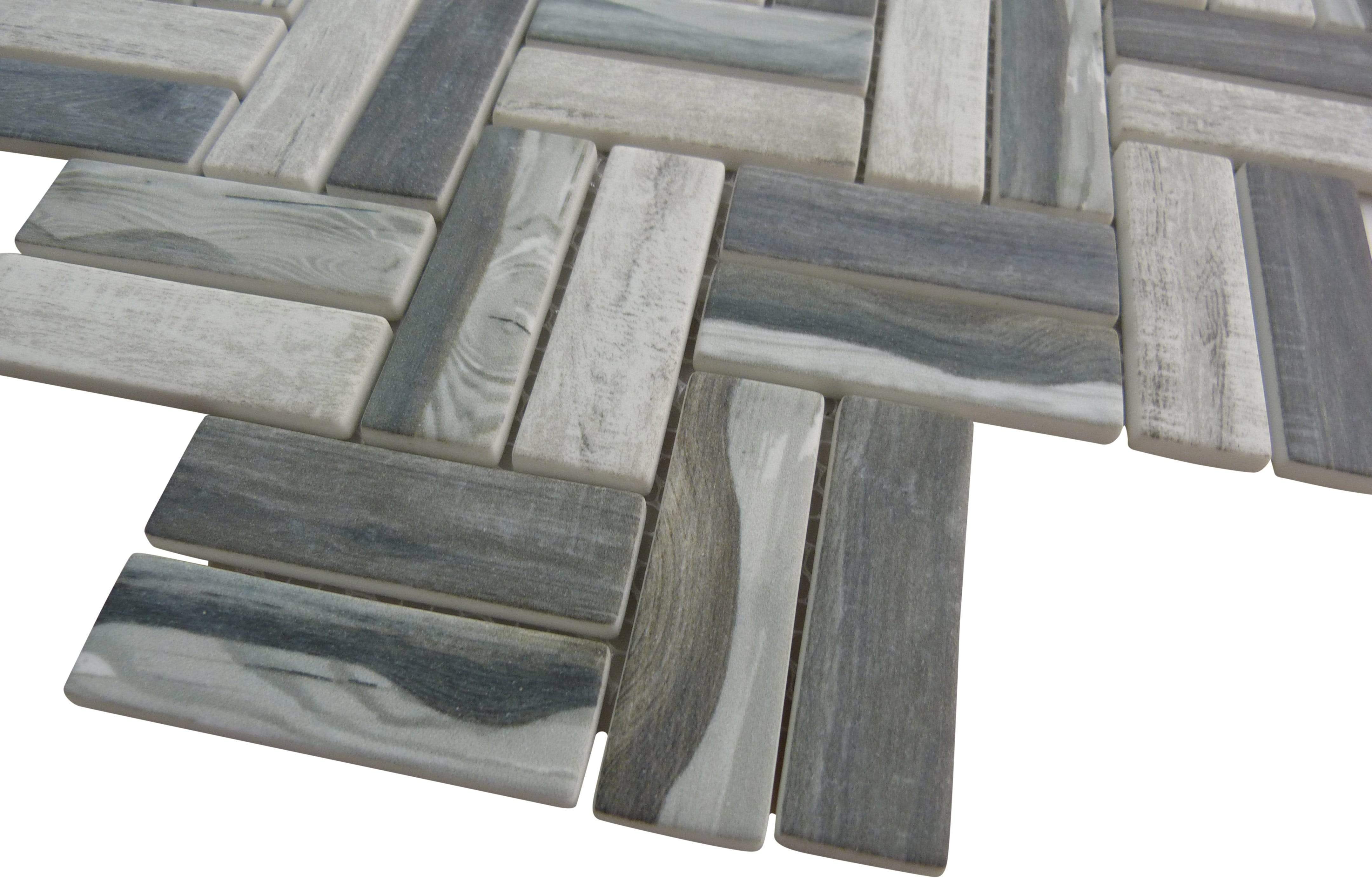 Herringbone Grey Matte Glass Tile Tuscan Glass