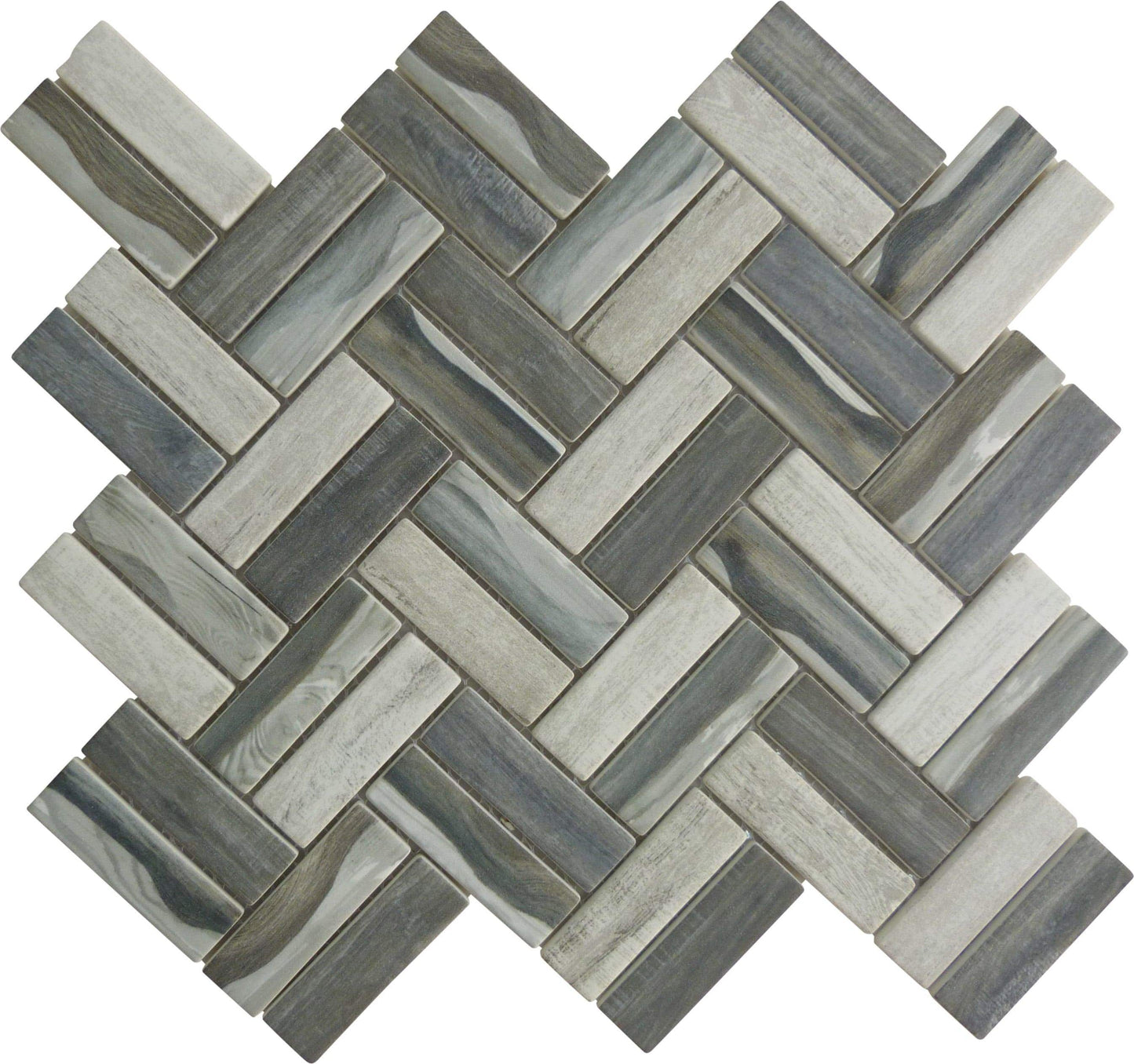 Herringbone Grey Matte Glass Tile Tuscan Glass