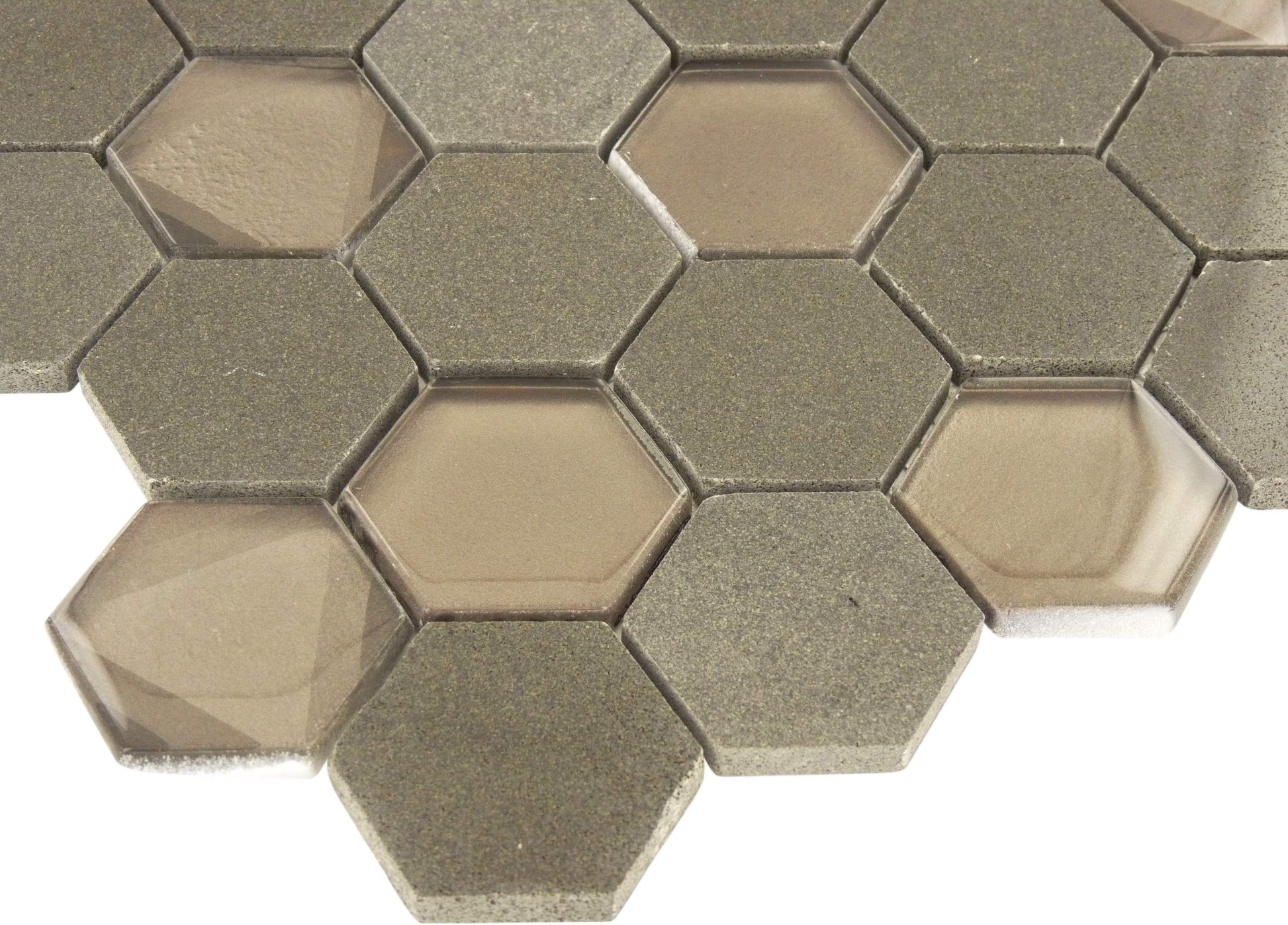 Dark Night Hexagon Marble and Glass Tile Tuscan Glass