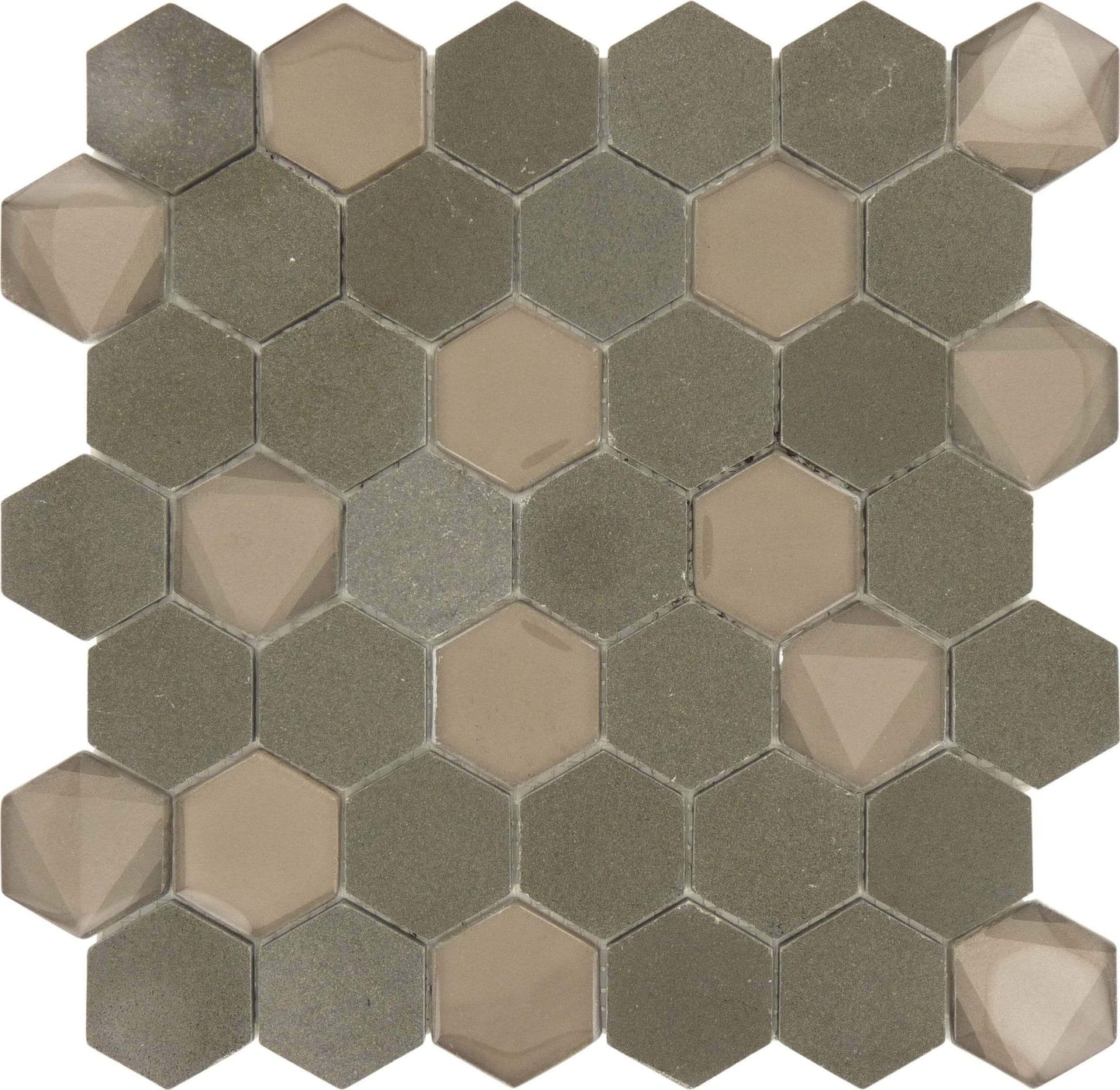 Dark Night Hexagon Marble and Glass Tile Tuscan Glass