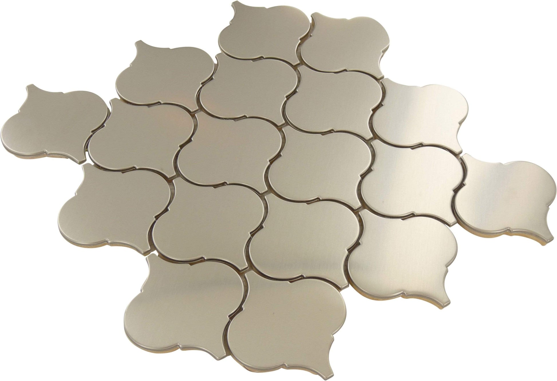 Arabesque Stainless Steel Metal Tile Tuscan Glass