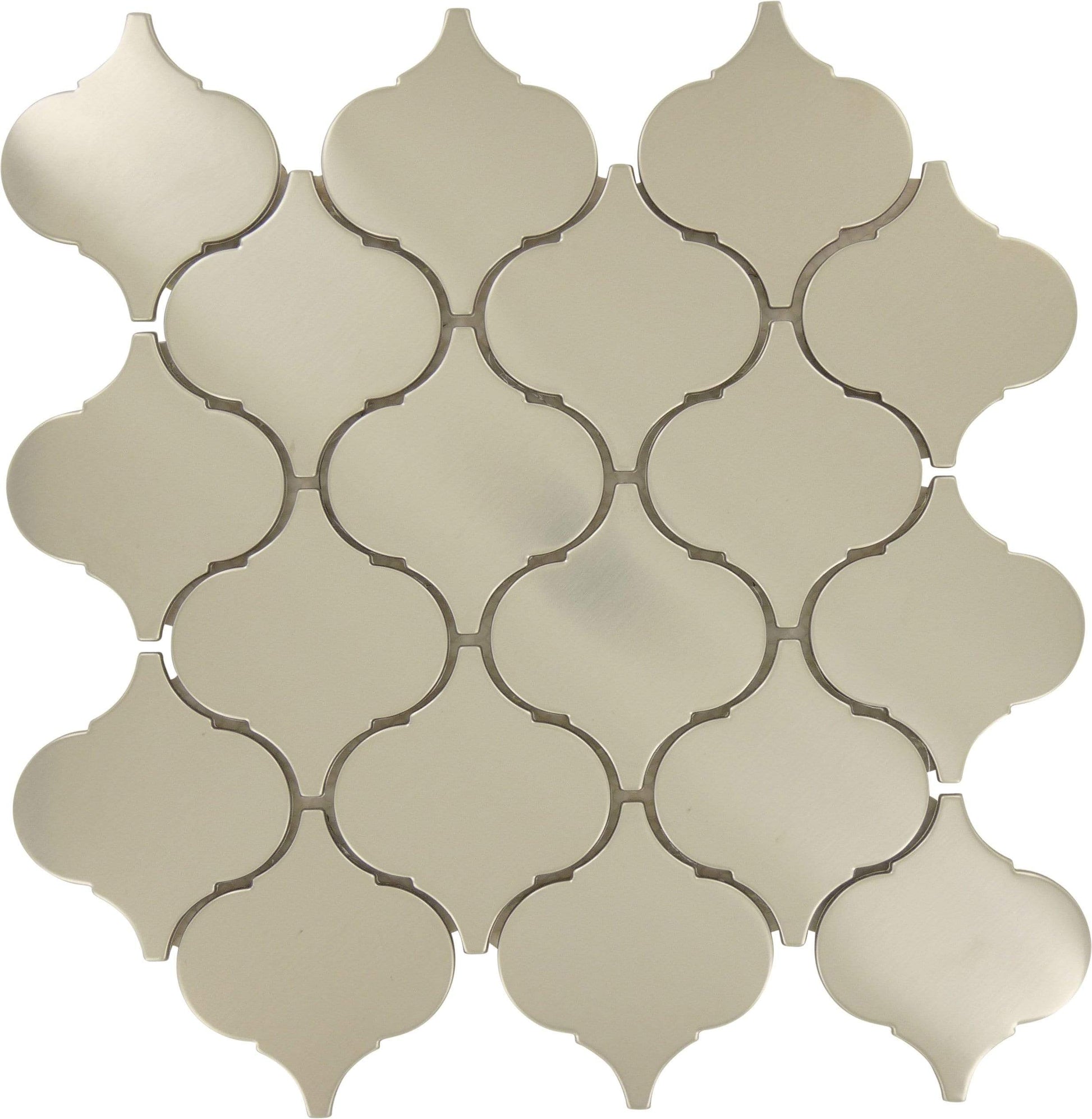 Arabesque Stainless Steel Metal Tile Tuscan Glass