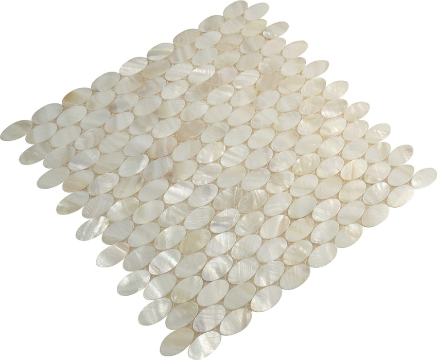 Mother Of Pearl Oval Glossy Shell Tile Tuscan Glass