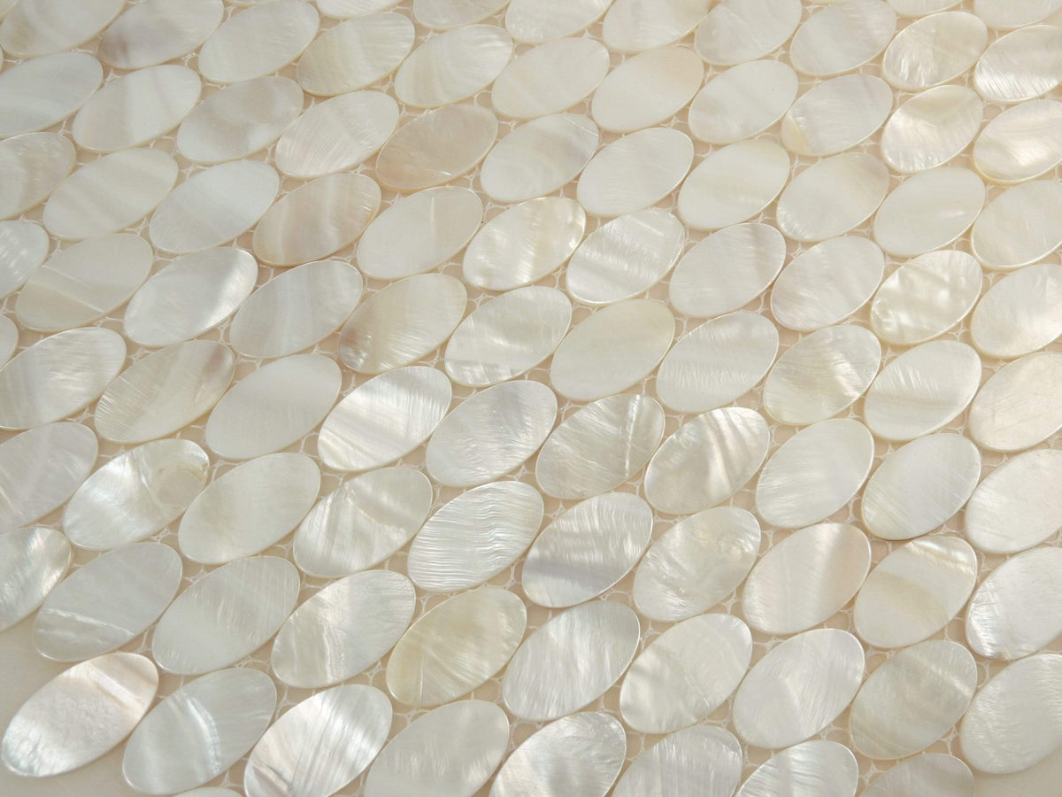 Mother Of Pearl Oval Glossy Shell Tile MPS3