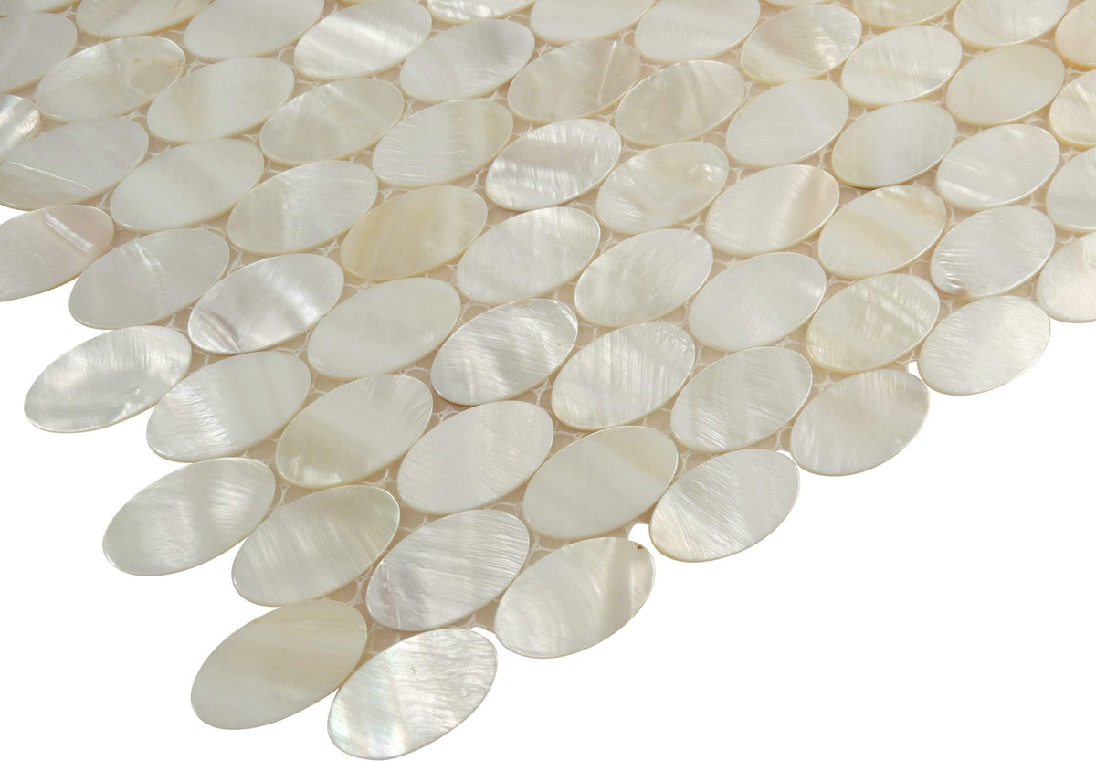 Mother Of Pearl Oval Glossy Shell Tile MPS3