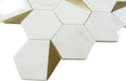 Natural Bianco White and Gold Metal Hexagon Stone Tile Tuscan Glass