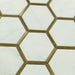 Natural Bianco White and Gold Metal Honeycomb Hexagon Stone Tile Tuscan Glass