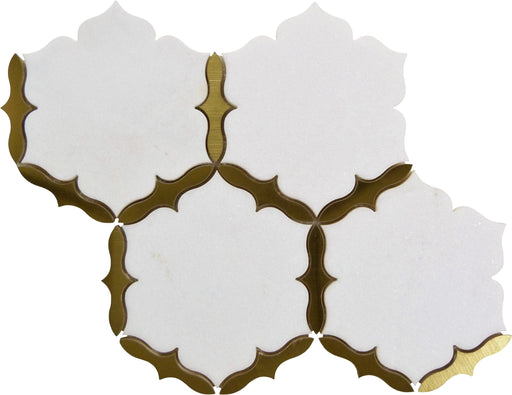 Natural Dorato Snowflake White and Gold Metal Stone Tile Tuscan Glass