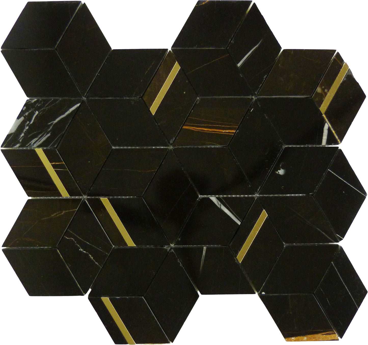 Natural Dorato Vittoria Black and Gold Metal Stone Tile Tuscan Glass