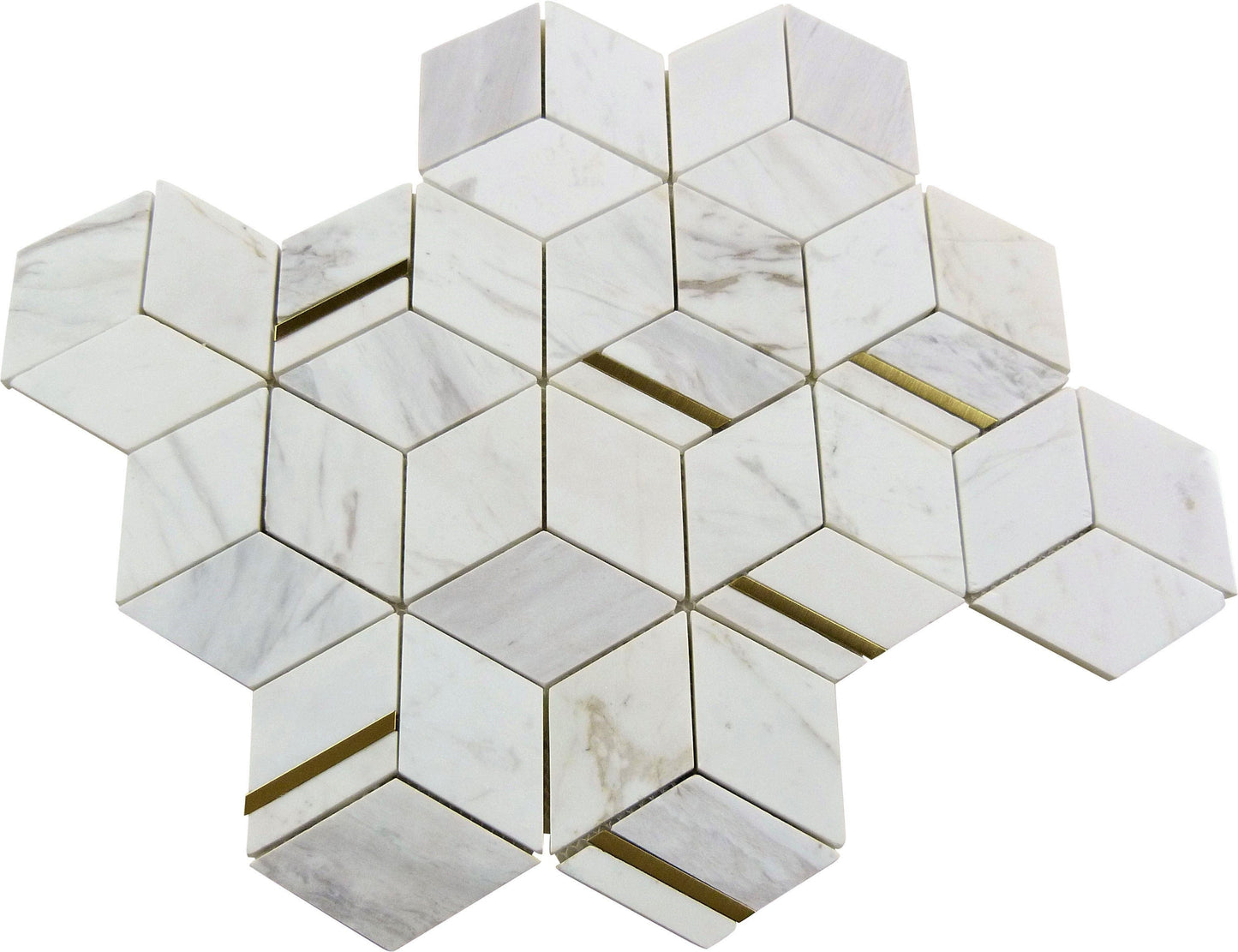 Natural Dorato Vittoria White and Gold Metal Stone Tile Tuscan Glass