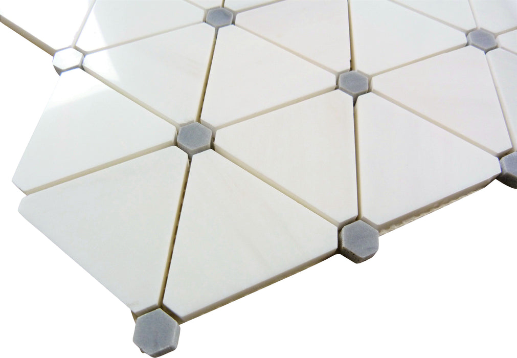 Natural Marble Dolomite White Triangle Polished Stone Tile Tuscan Glass