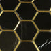 Natural Nero Black and Gold Metal Honeycomb Hexagon Stone Tile Tuscan Glass