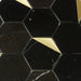 Natural Nero Orion Black and Gold Metal Hexagon Stone Tile Tuscan Glass