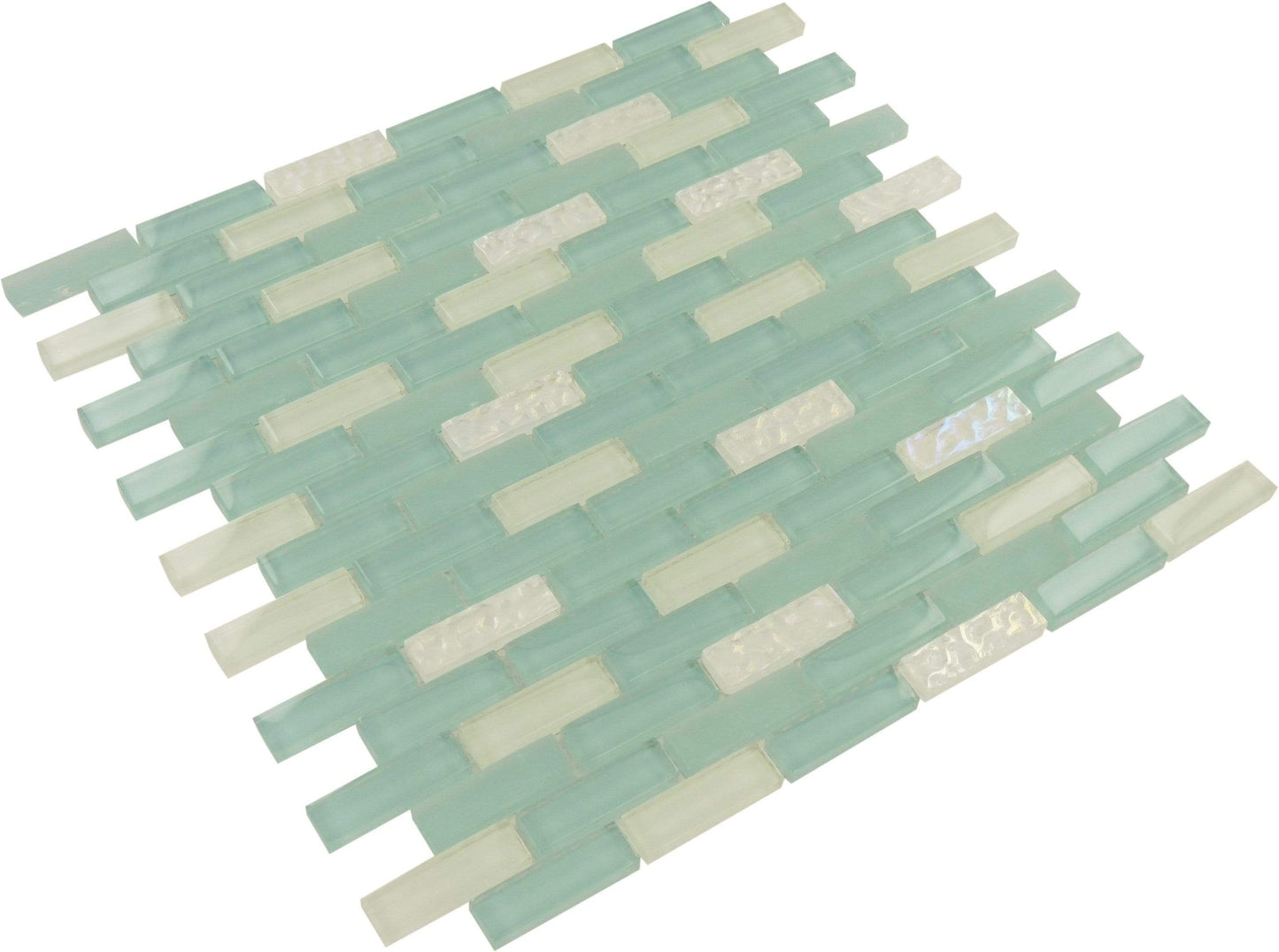 Crystile Aqua Blend Small Uniform Rippled Glossy Glass Tile Tuscan Glass