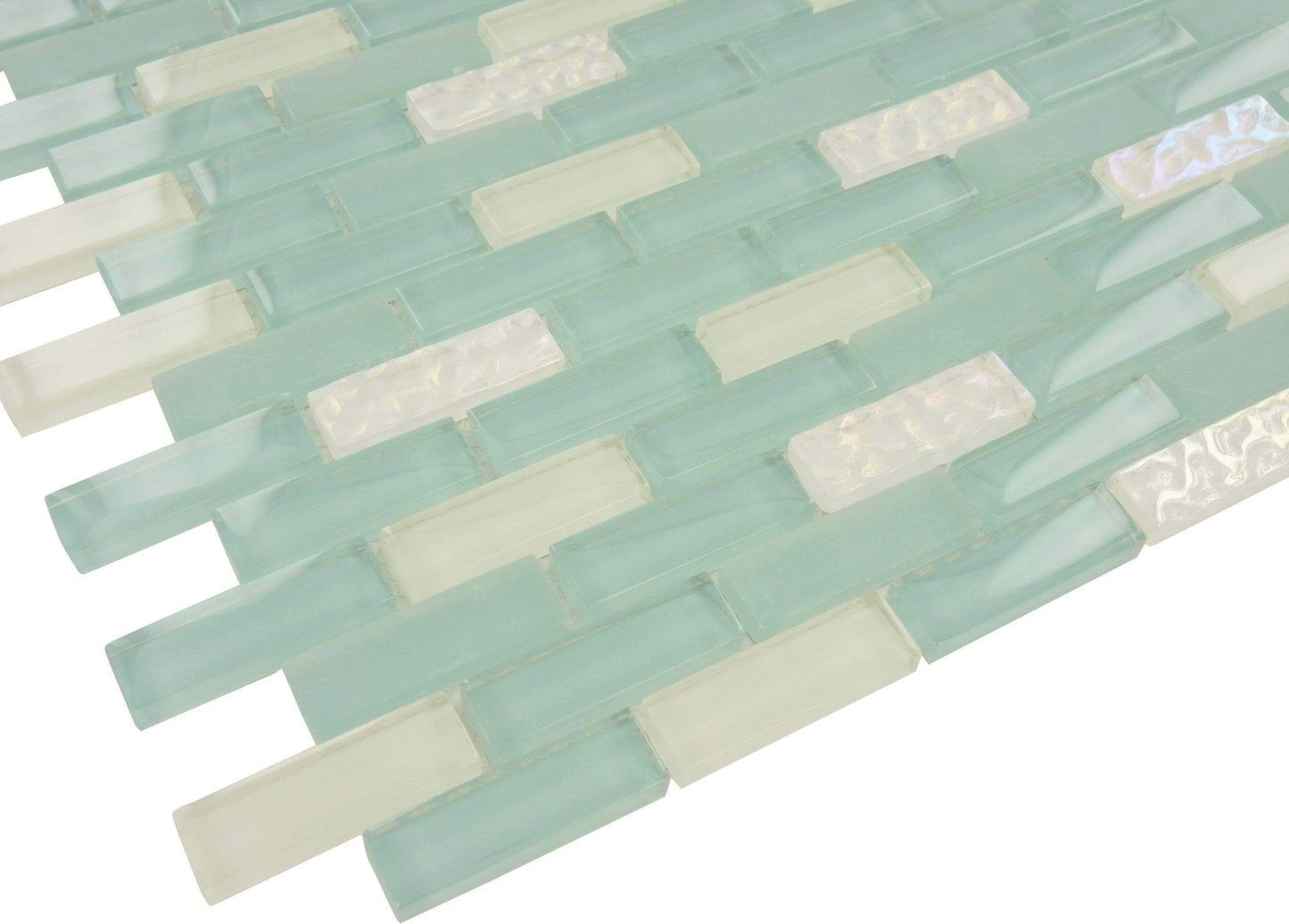 Crystile Aqua Blend Small Uniform Rippled Glossy Glass Tile Tuscan Glass