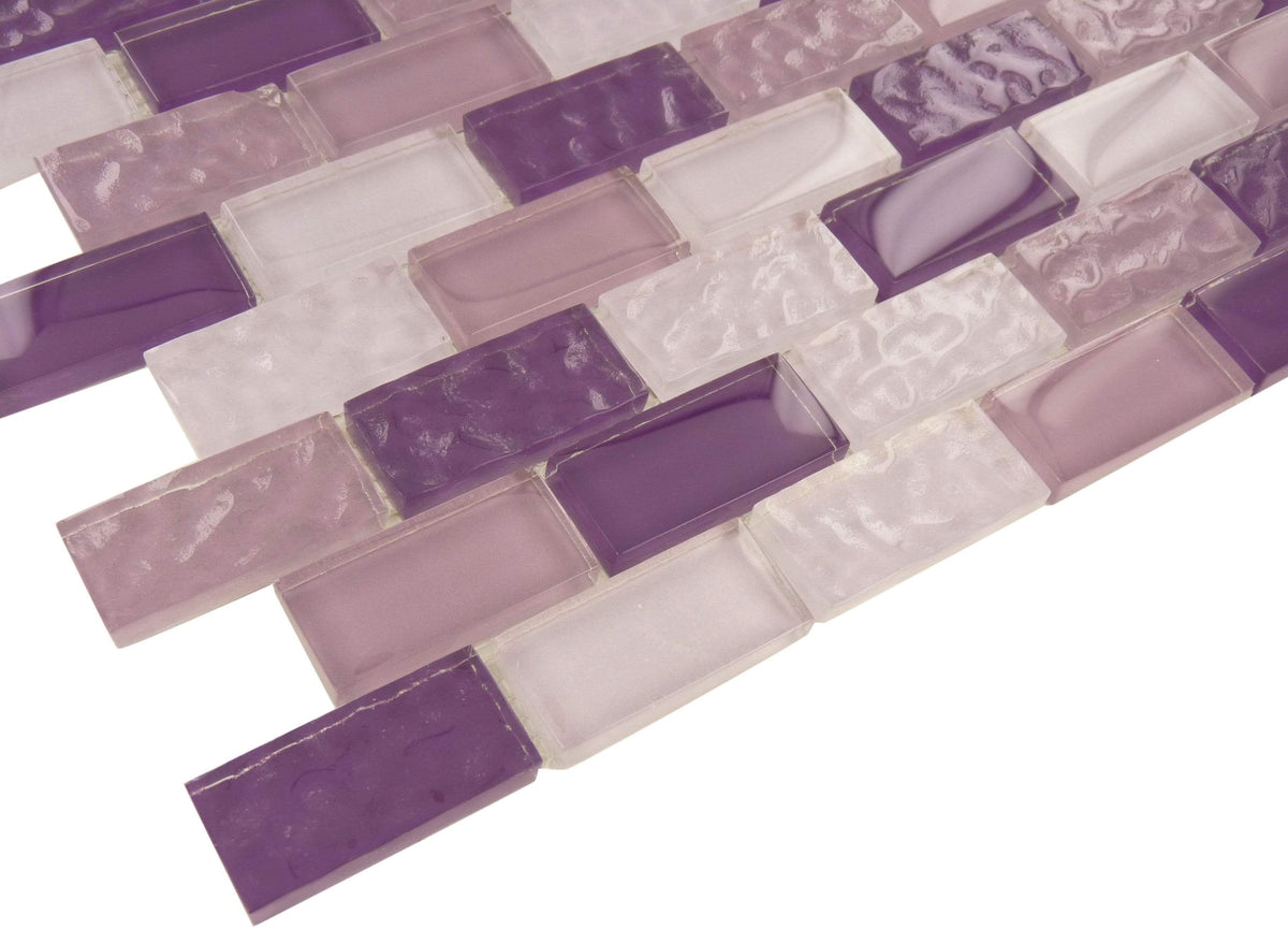 Purchase Crystile Purple Blend Uniform Rippled Glossy Glass Tile