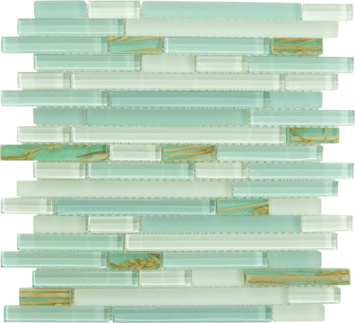 Wheat Green Random Bricks Glossy and Frosted Glass Tile Tuscan Glass