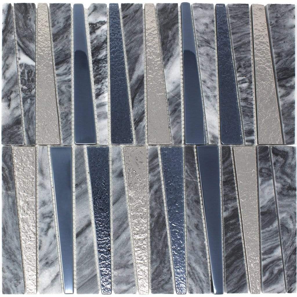 River Grey Marble & Metallic Glass Tile Tuscan Glass