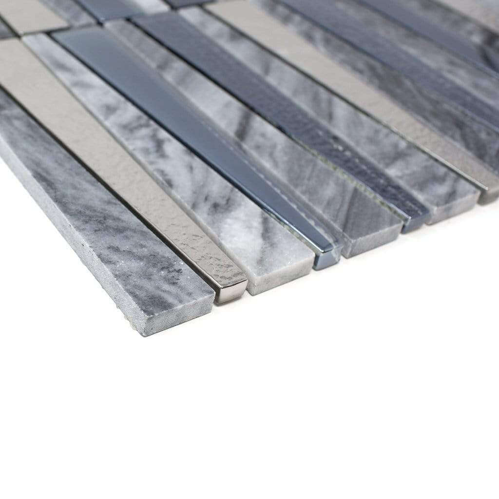 River Grey Marble & Metallic Glass Tile Tuscan Glass