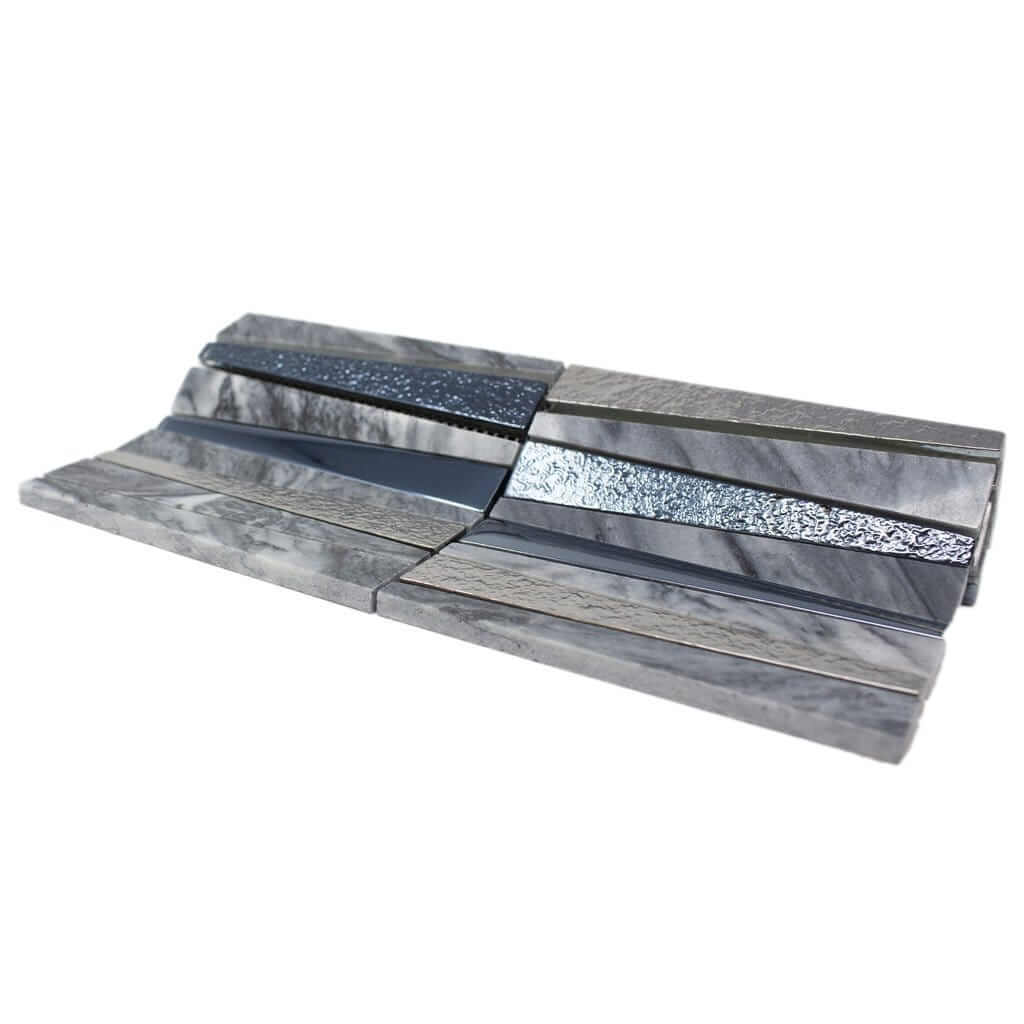 River Grey Marble & Metallic Glass Tile Tuscan Glass