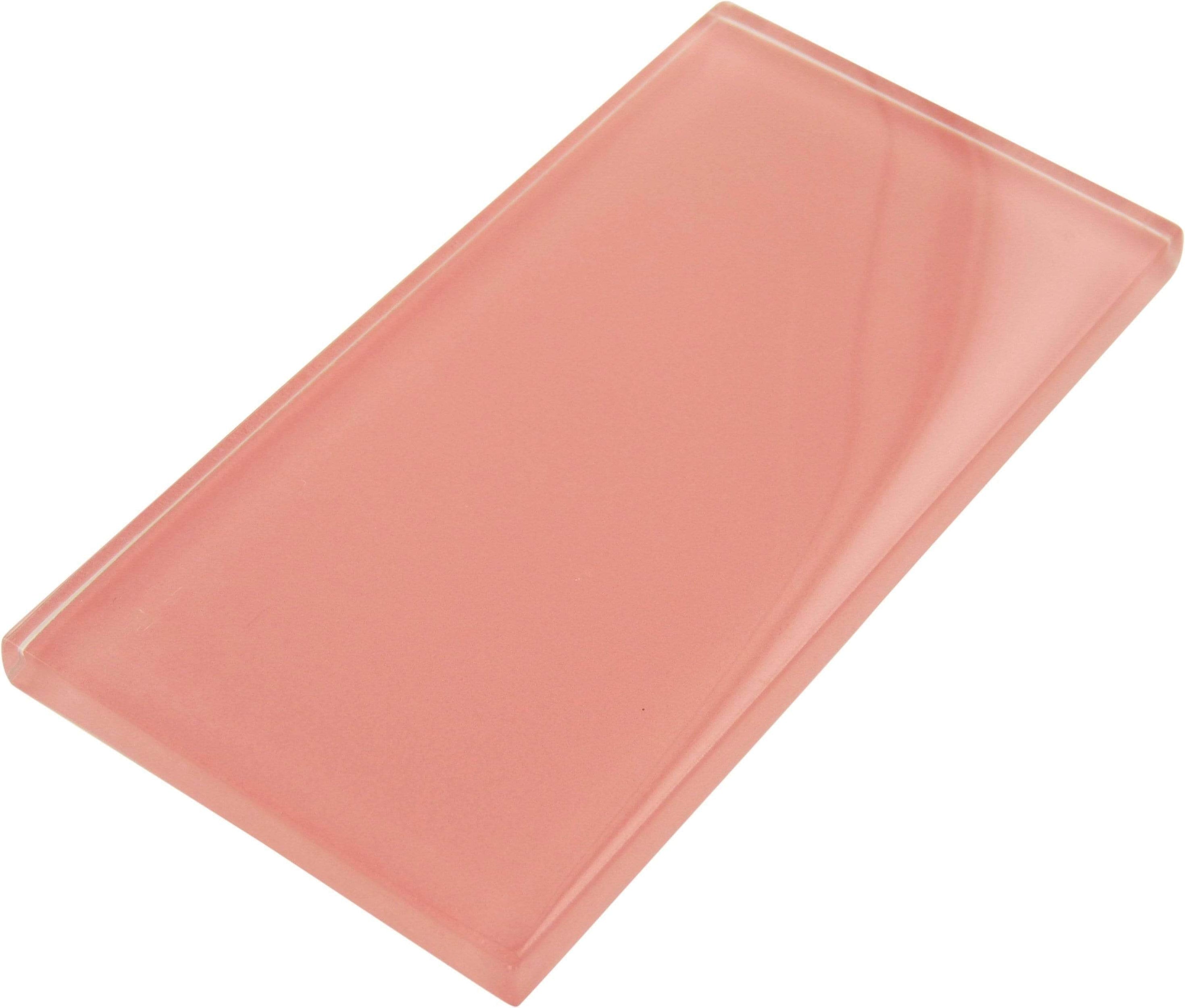 Salmon Colored Tile 3"x6" Glass Subway Tile Backsplash