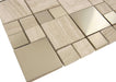 Wooden Grey Unique Shapes Polished Metal and Stone Tile Tuscan Glass