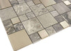 Fusion Grey Unique Shapes Polished Metal and Stone Tile Tuscan Glass