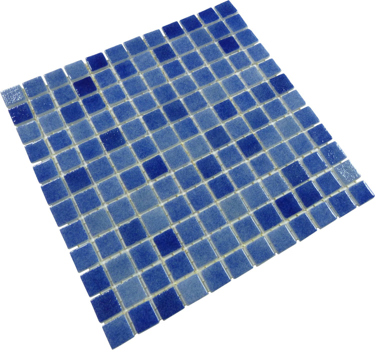 Azul Blue 7/8'' x 7/8'' Glossy Glass Pool Tile Universal Glass Designs