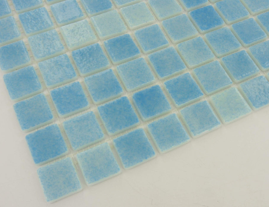 Azul Celeste Blue 7/8'' x 7/8'' Glossy Glass Pool Tile Universal Glass Designs
