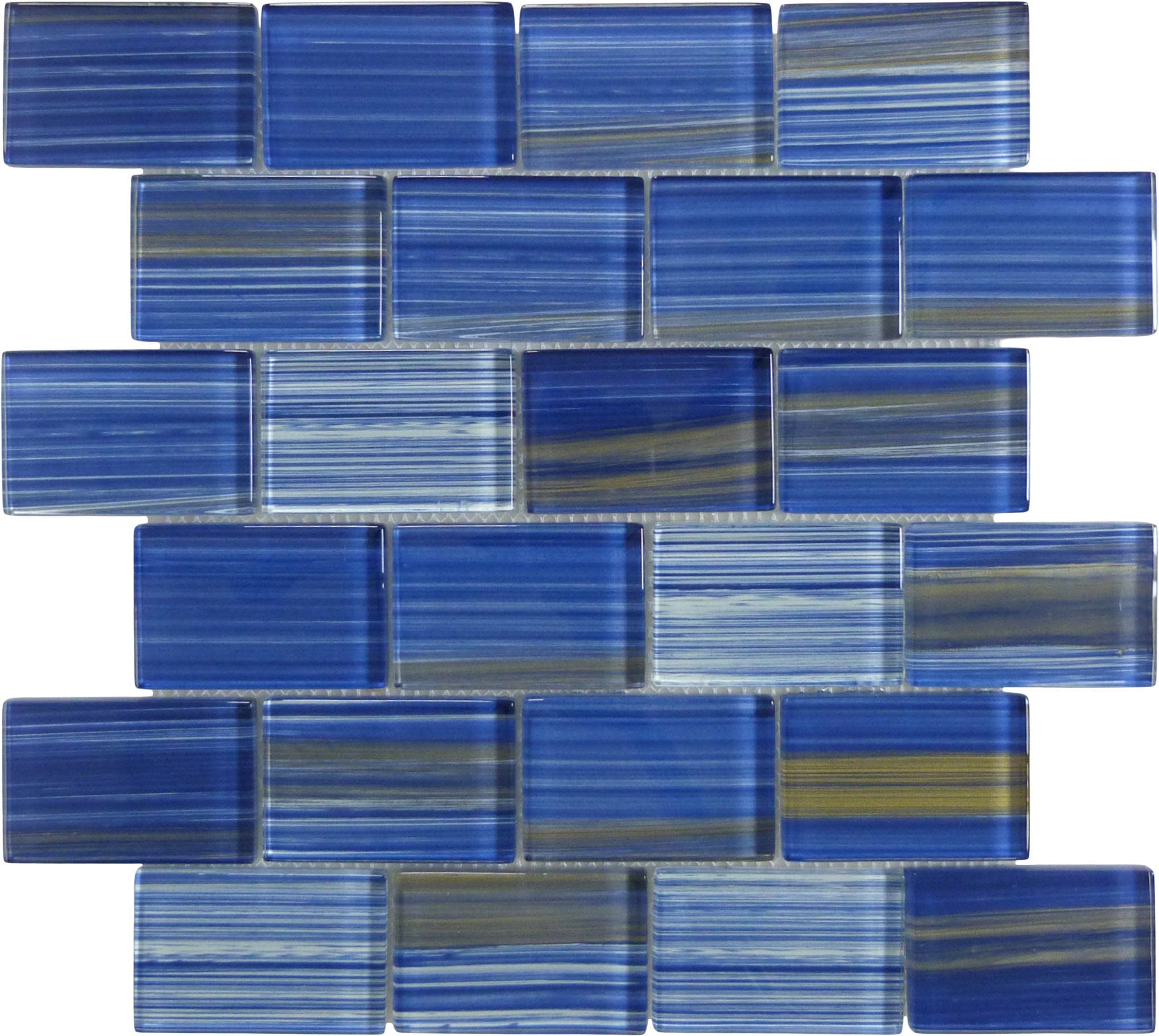 Hawai Blue 2x3 Uniform Brick Glossy Glass Tile Universal Glass Designs