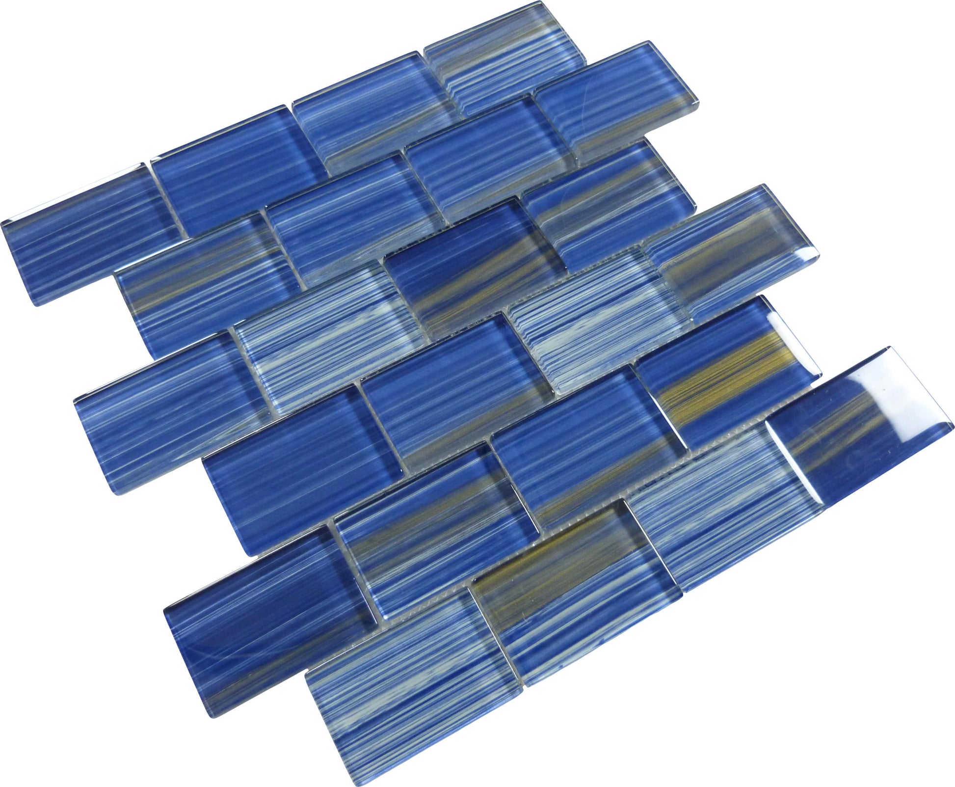 Hawai Blue 2x3 Uniform Brick Glossy Glass Tile Universal Glass Designs