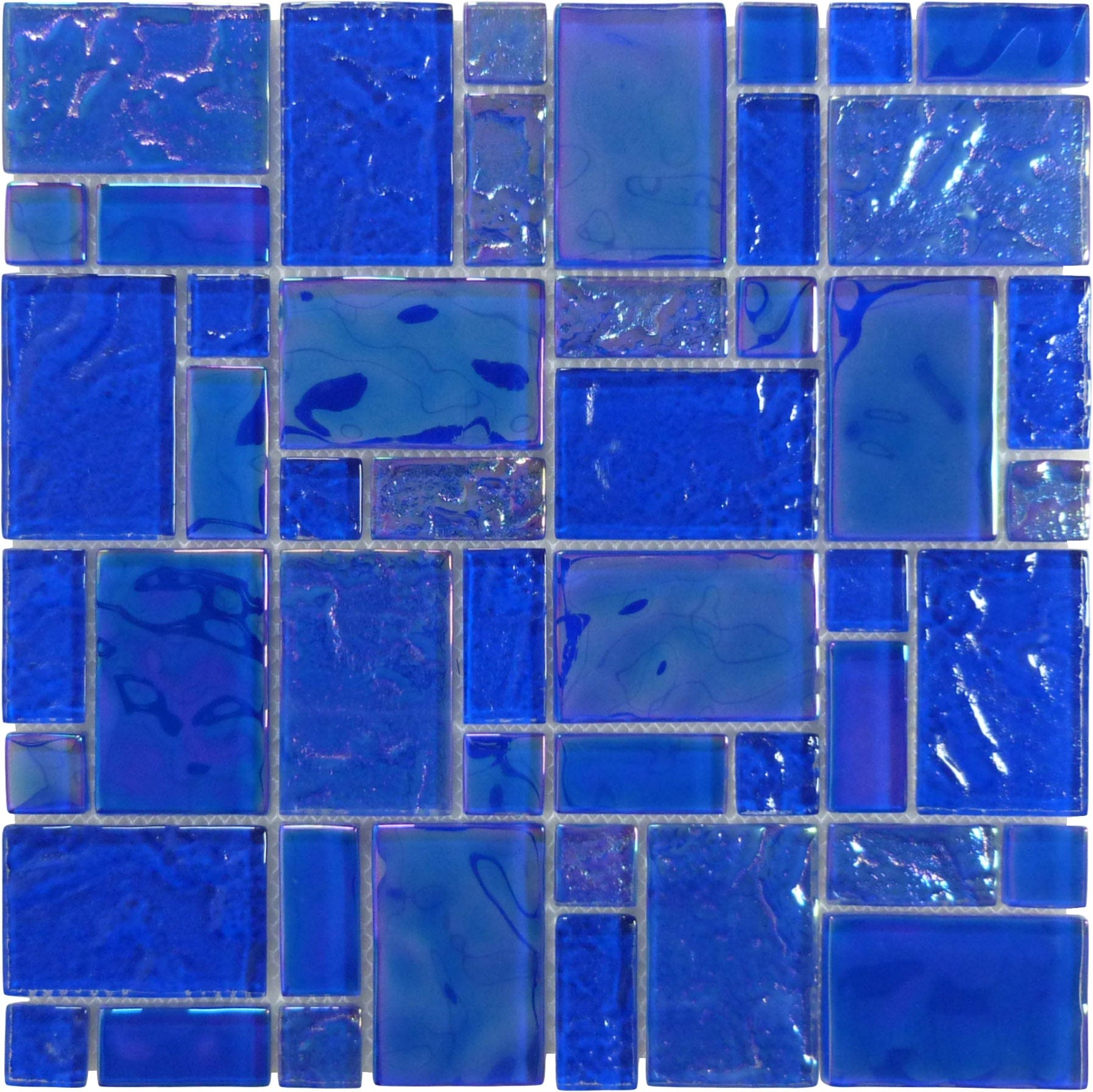 Naval Blue Mix Glossy and Iridescent Glass Tile Universal Glass Designs