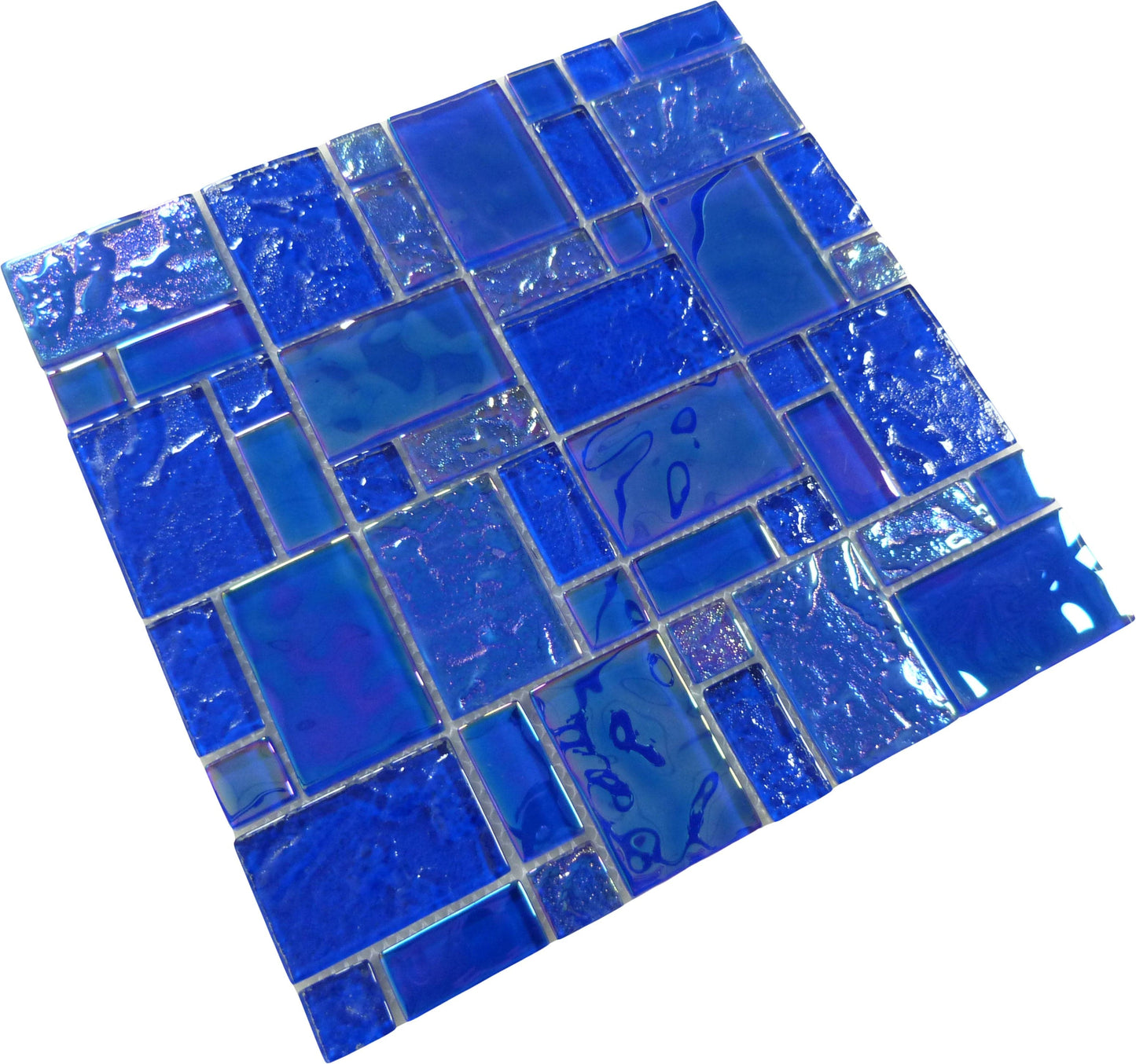 Naval Blue Mix Glossy and Iridescent Glass Tile Universal Glass Designs