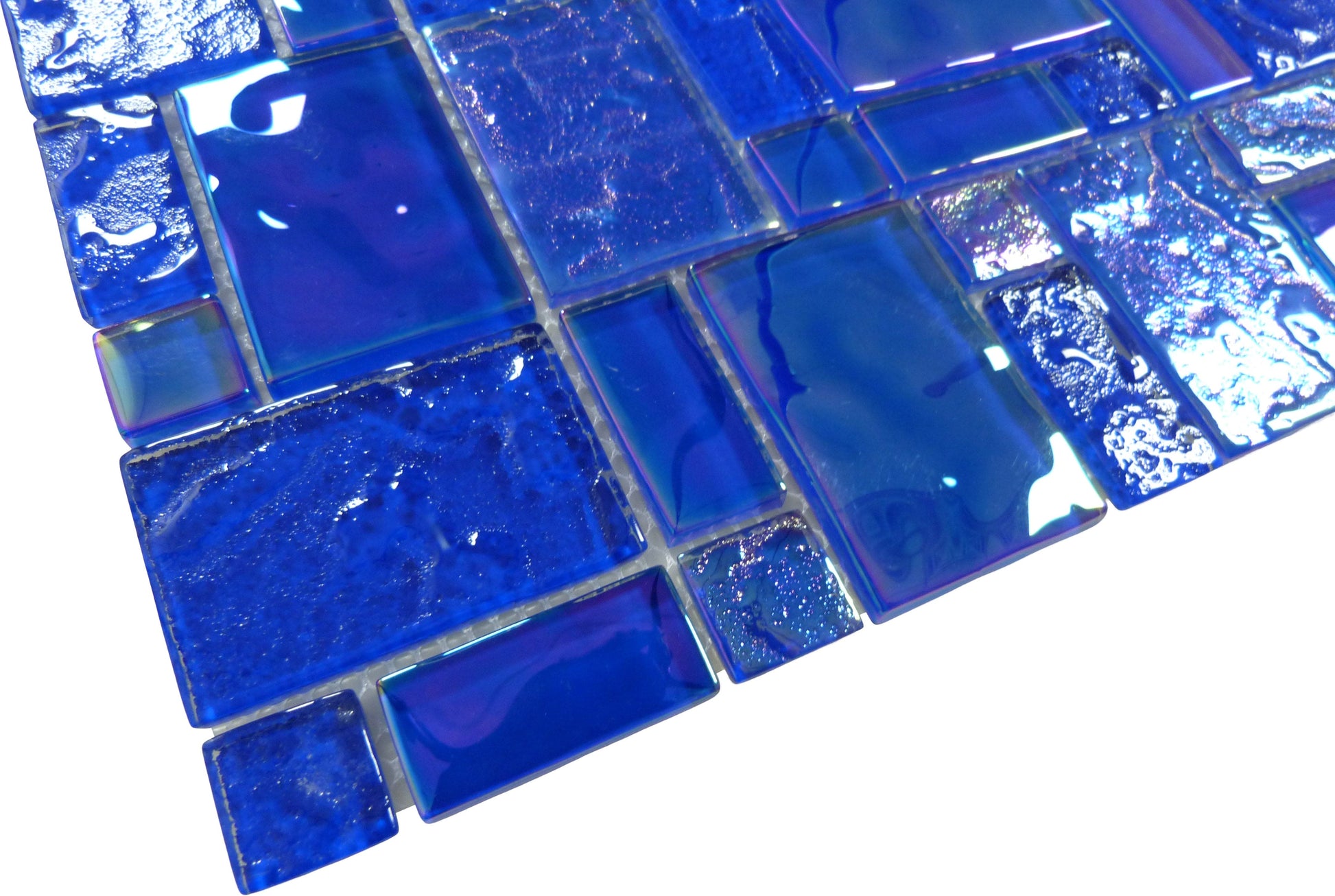 Naval Blue Mix Glossy and Iridescent Glass Tile Universal Glass Designs