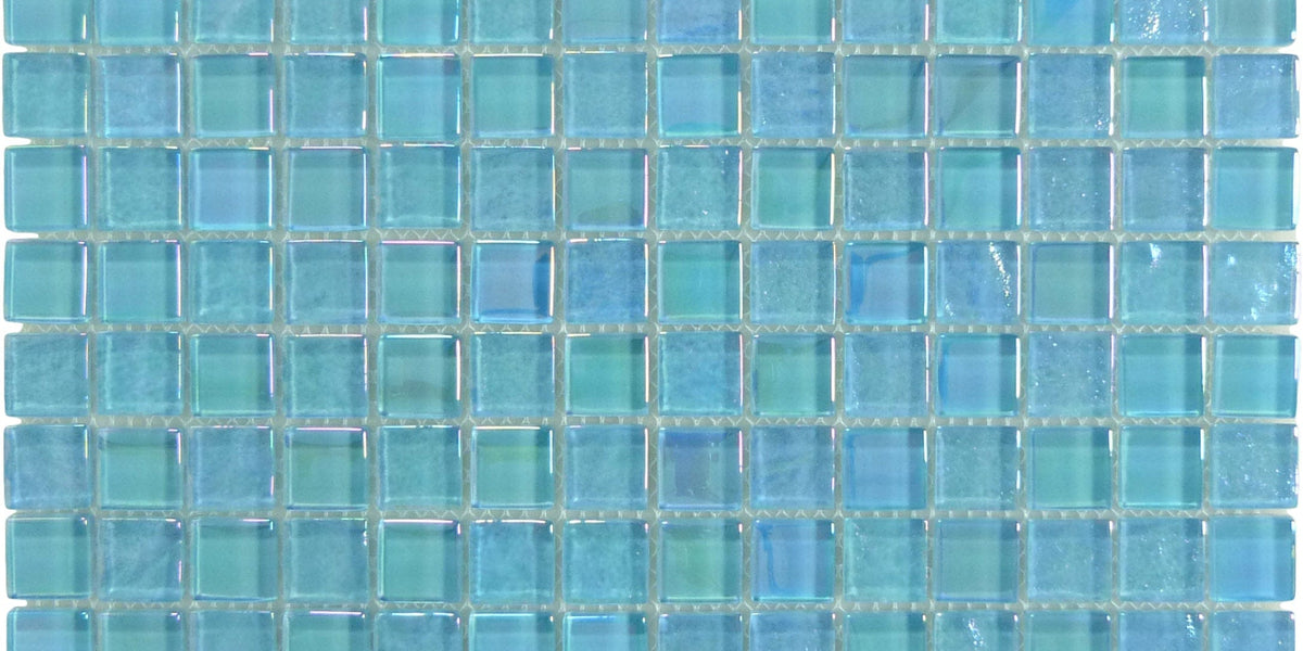 Altto Glass Neptune Aquamarine Square Glossy and Iridescent Glass Tile