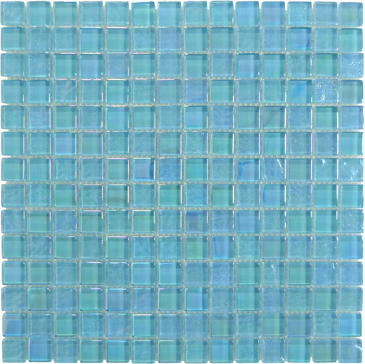 Neptune Aquamarine Square Glossy and Iridescent Glass Tile Universal Glass Designs