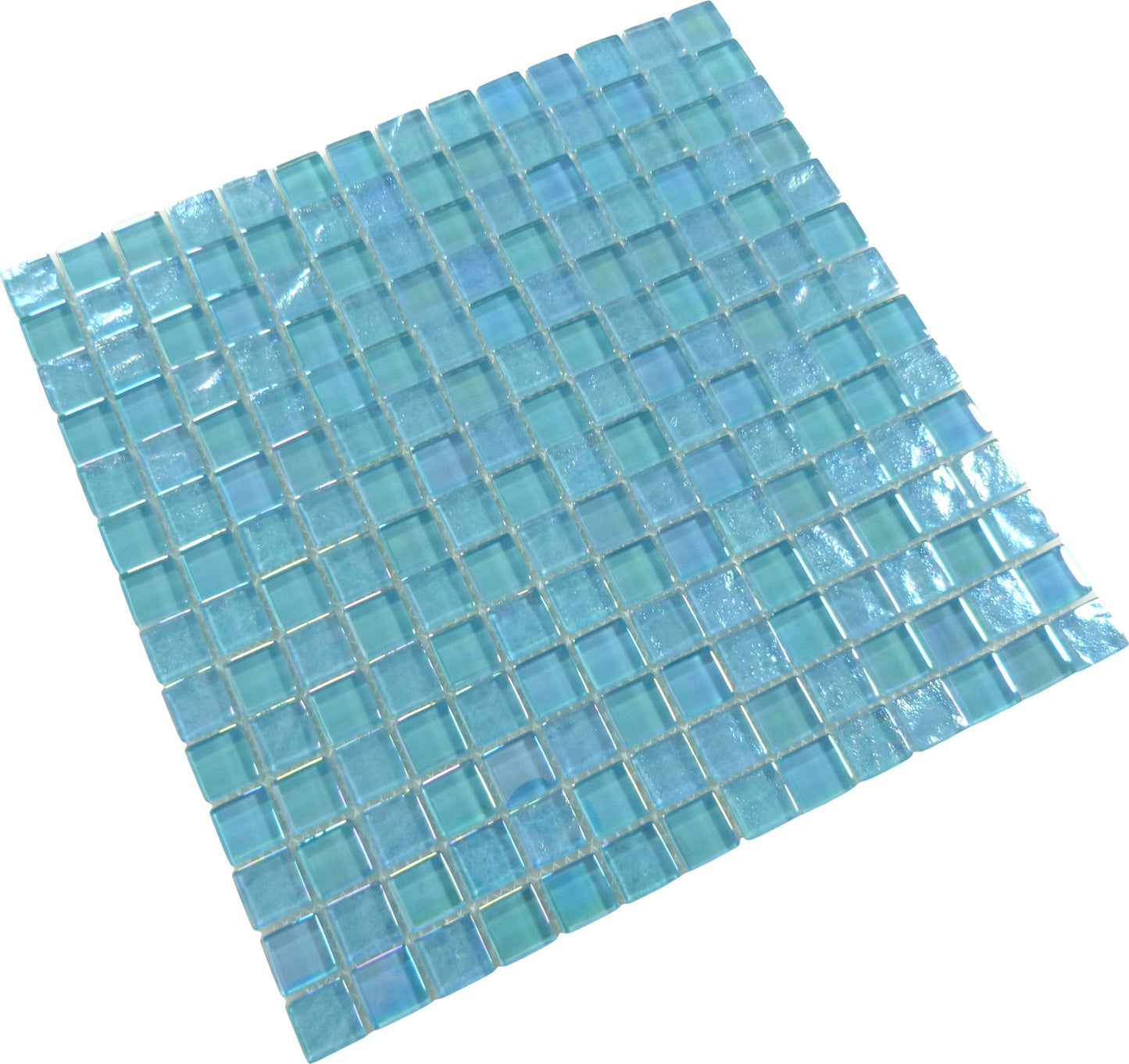 Neptune Aquamarine Square Glossy and Iridescent Glass Tile Universal Glass Designs