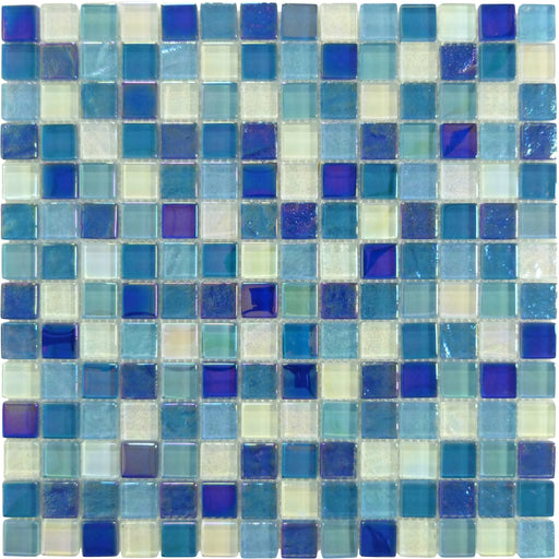 Neptune Blue Blend Square Glossy and Iridescent Glass Tile Universal Glass Designs