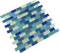 Neptune Blue Blend Uniform Brick Glossy and Iridescent Glass Tile Universal Glass Designs