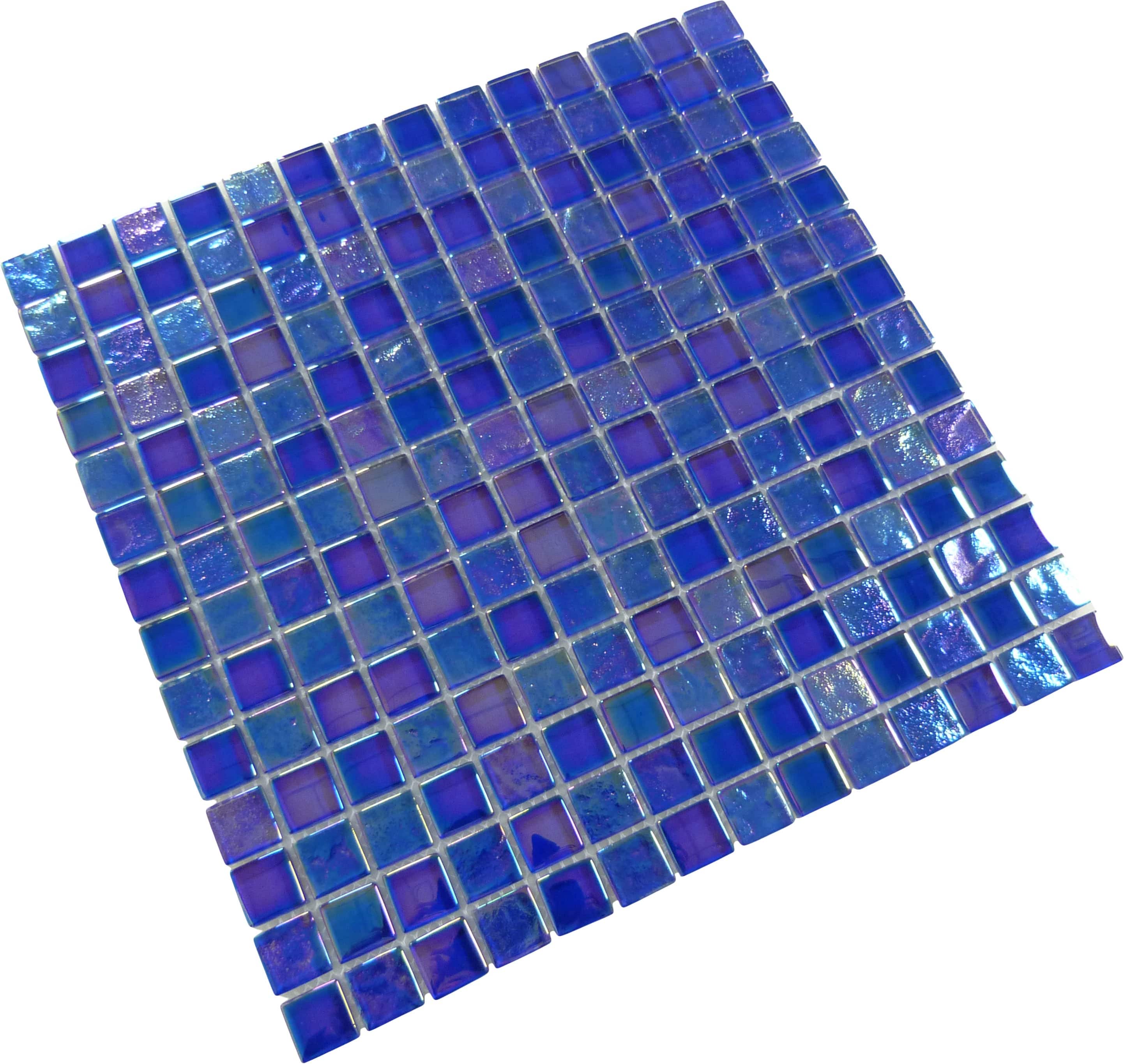 Neptune Cobalt Blue Square Glossy and Iridescent Glass Tile Universal Glass Designs