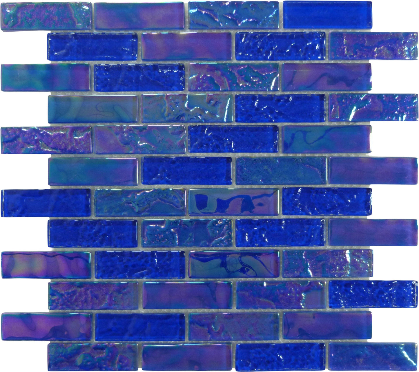 Pacific Dark Blue Uniform Brick Glossy and Iridescent Glass Tile Universal Glass Designs