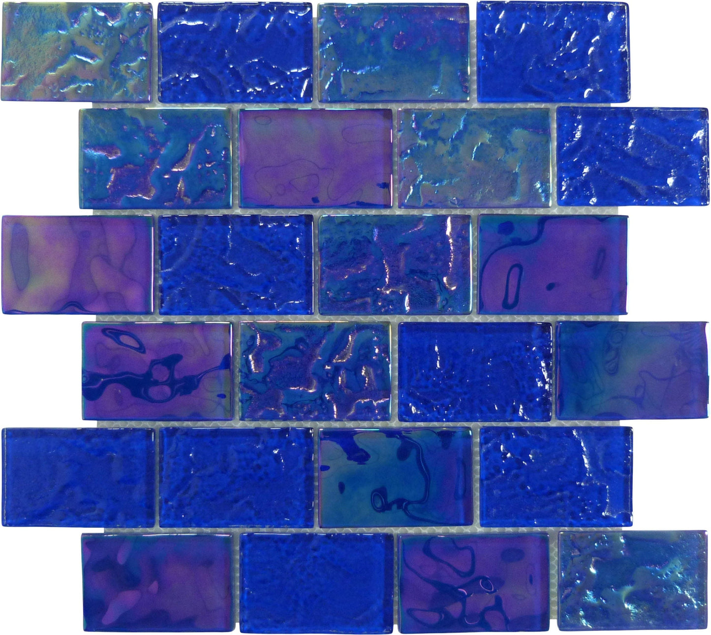 Pacific Dark Blue Uniform Brick Glossy and Iridescent Glass Tile Universal Glass Designs