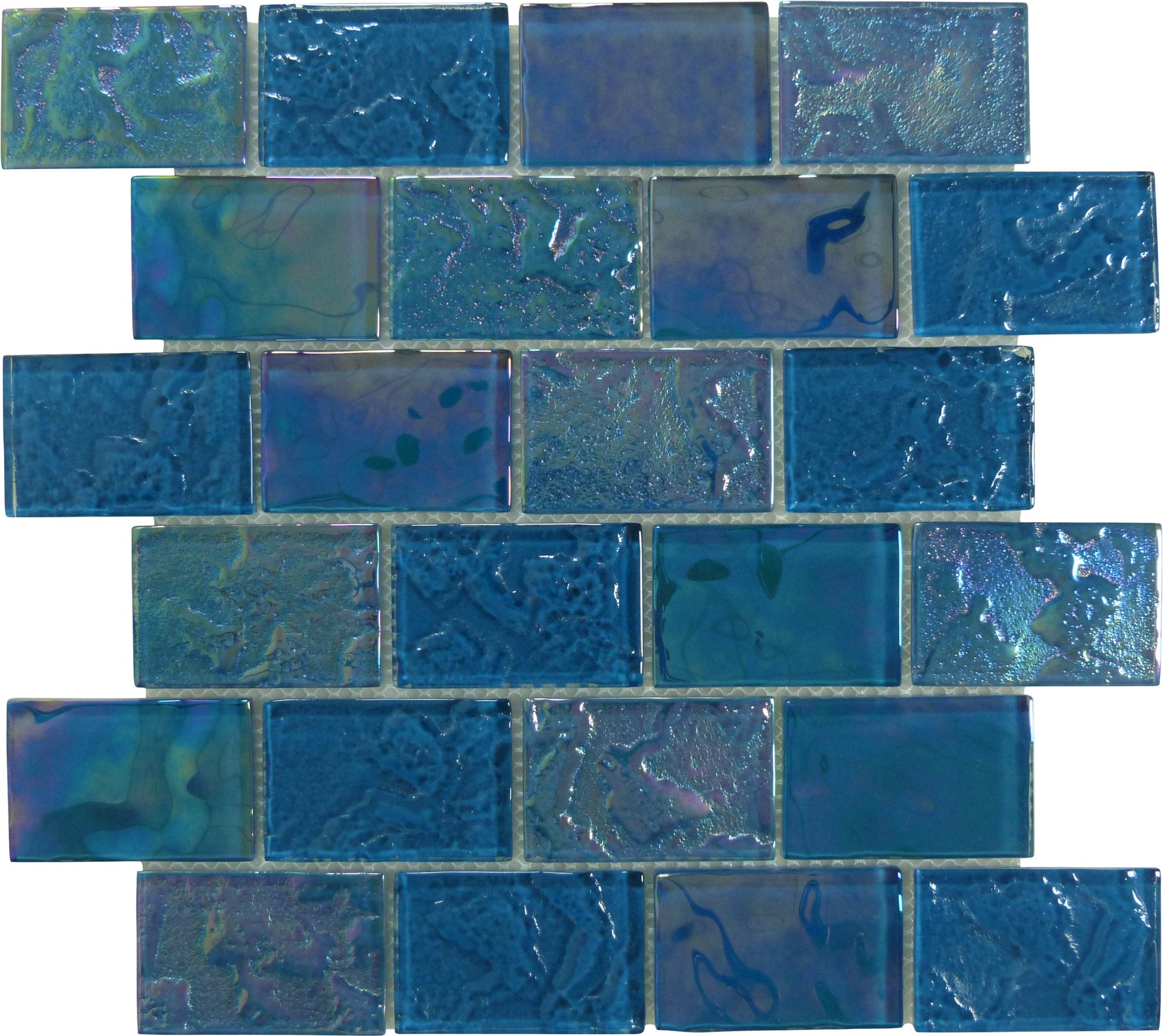 Pacific Turquoise Uniform Brick Glossy and Iridescent Glass Tile Universal Glass Designs