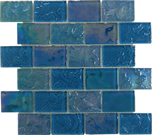 Pacific Turquoise Uniform Brick Glossy and Iridescent Glass Tile Universal Glass Designs