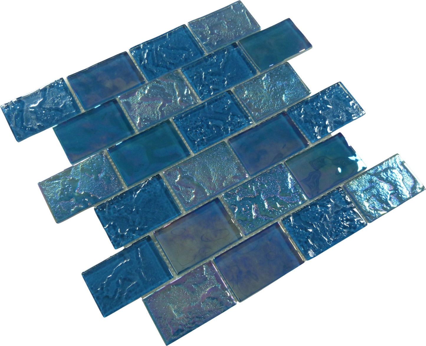 Pacific Turquoise Uniform Brick Glossy and Iridescent Glass Tile Universal Glass Designs