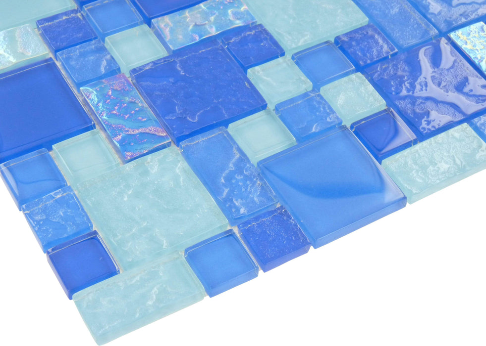 Nassau Unique Shapes Glossy and Iridescent Glass Pool Tile Universal Glass Designs