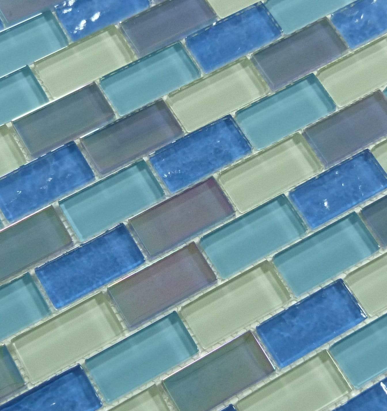 Atlantic Marlin Mix 1x2 Glossy & Iridescent Glass Pool Tile Universal Glass Designs